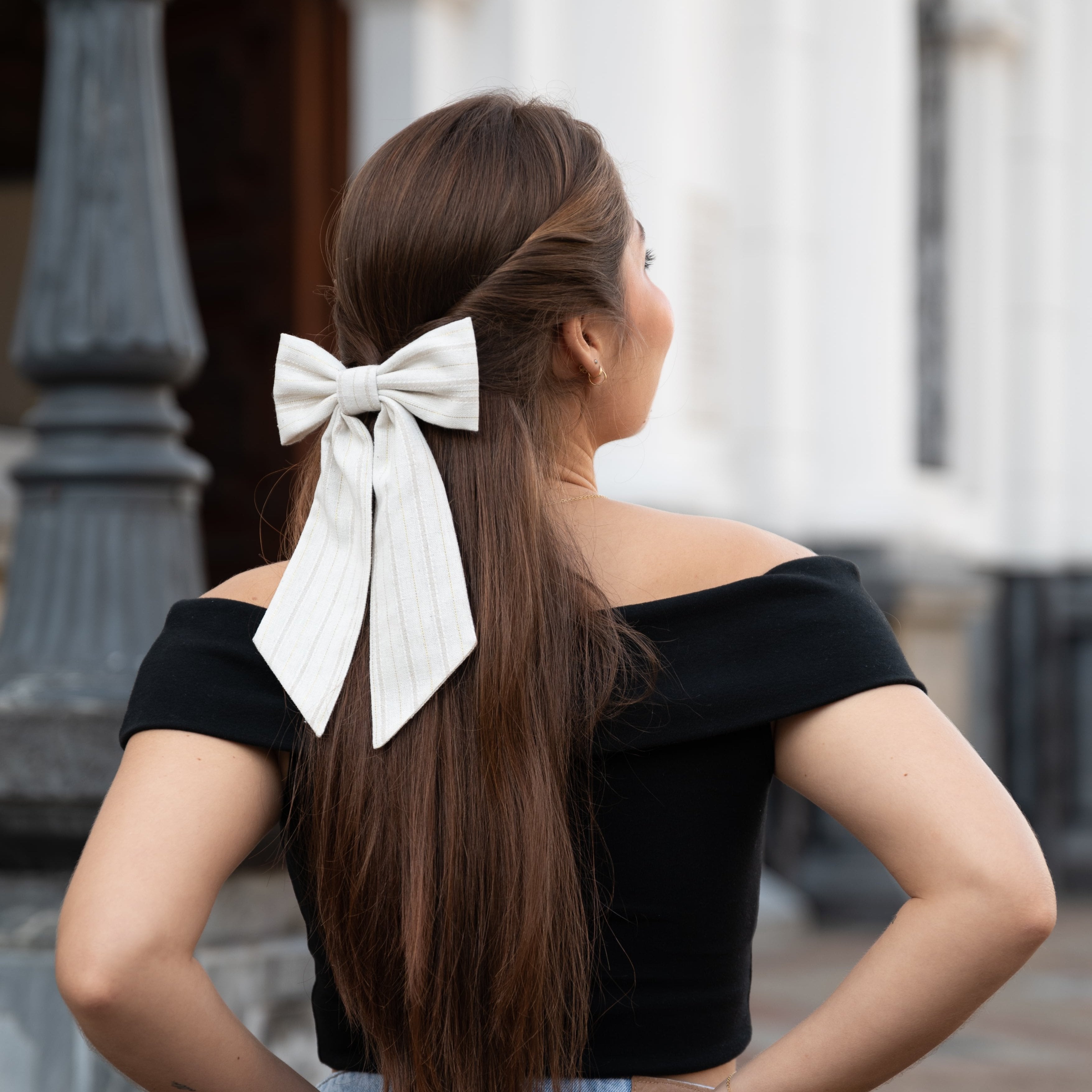 Accesorio Moño Zoe Lino, estilo moderno y refinado para el cabello femenino, Ghazal Colombia