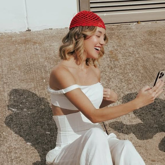 Crochet Mesh Hat Rojo